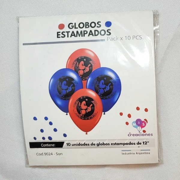 Producto - Globos estampados Sonic x10 unidades 12"