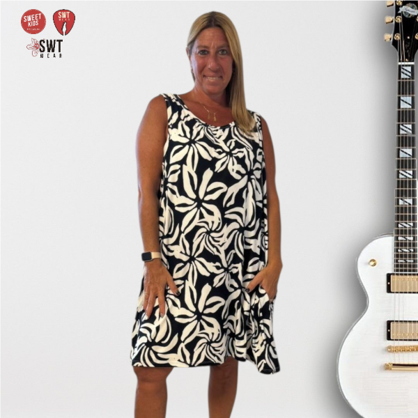 Producto - Vestido Morley SIN MANGAS FLORES CORTO con Bolsillos