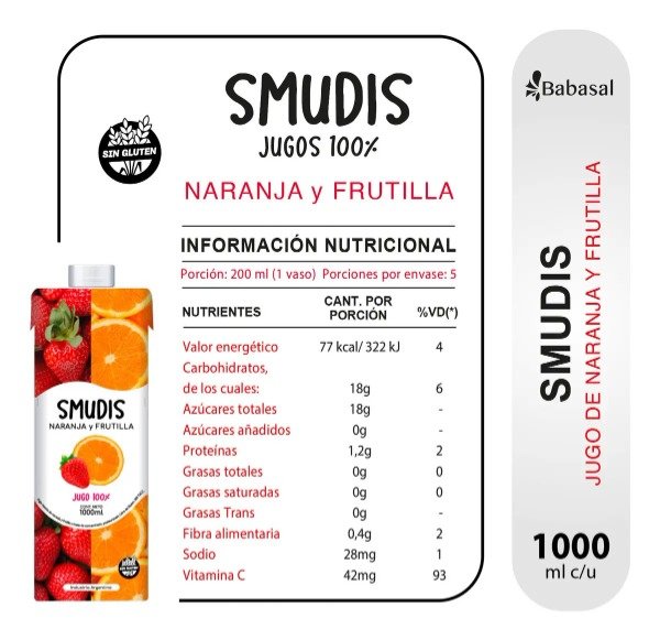 Producto - Jugo Smudis Naranja-Frutilla 100/ natural x 1 lt - 1
