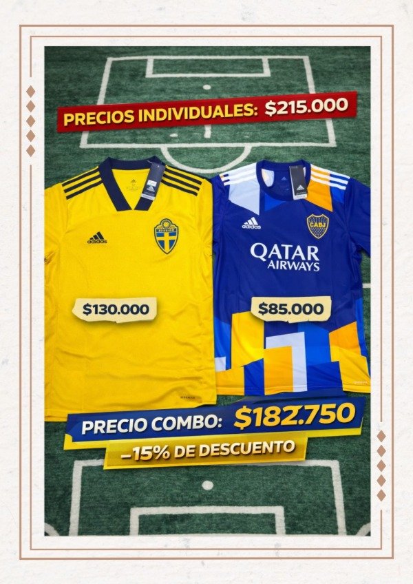Producto - Combo Camiseta Boca Juniors Caminito + Selección Suecia Original Talle M
