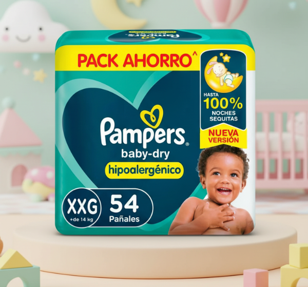 Producto - Pampers Baby Dry Hipoalergénico XXG x54 unidades (+ de 14 kg)