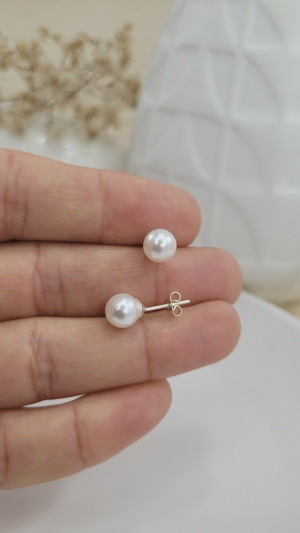 Producto - Aros de Plata Perla 7mm (AR217)