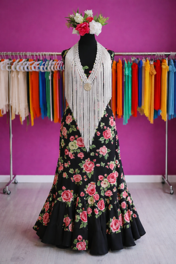 Producto - Tira De Flecos Para Escote Recta 100 Cm Color Plata