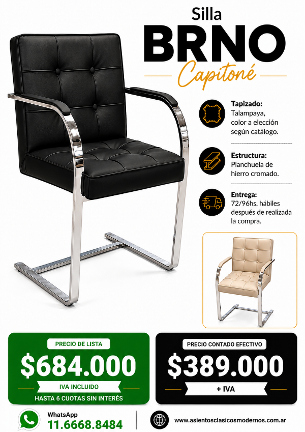 Producto - Silla Sillón BRNO CAPITONÉ, Talampaya Negro, ENTREGA INMEDIATA!!