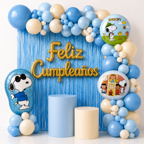 Producto - Kit de Globos Snoopy Celeste y Azul