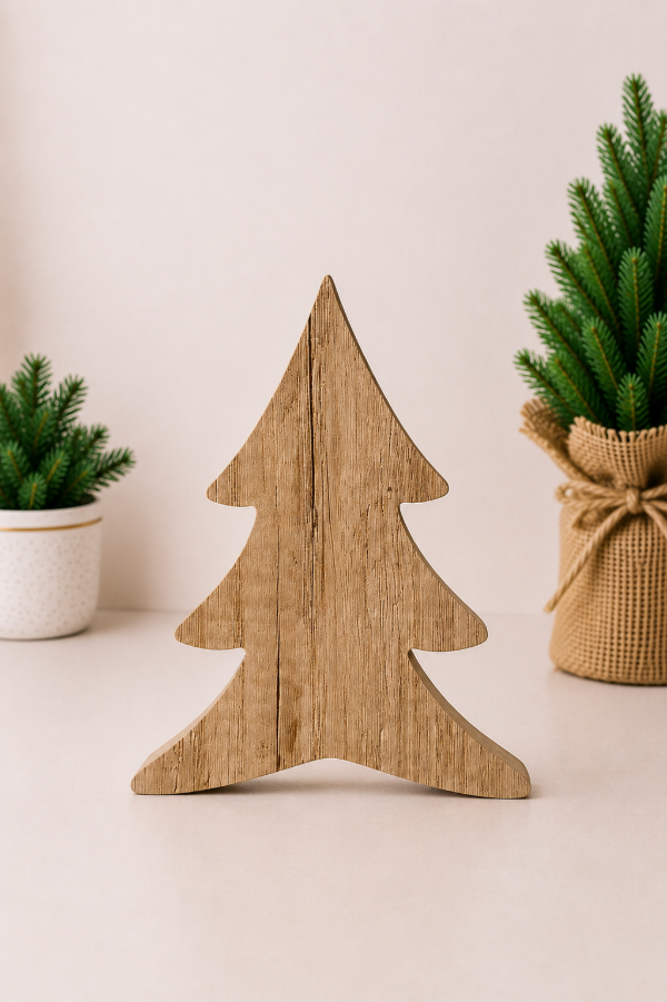 Producto - Set x3 pinos "abetos" decorativos color madera - 3