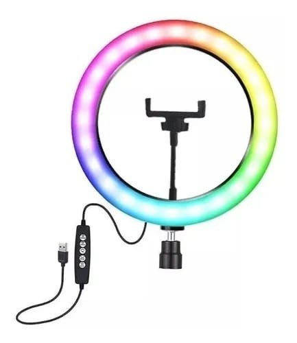 Producto - Aro de luz 20cm luz blanca y luces de colores