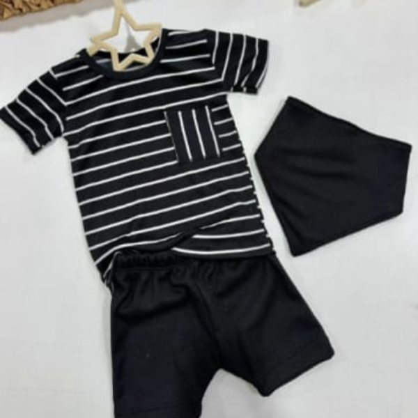 Producto - Conjunto Waffle Rayado Remera + Short + Bandana