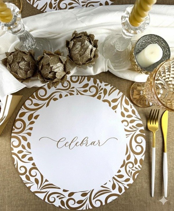 Producto - PLATOS DE SITIO ARABESCOS DORADO X 24 U.