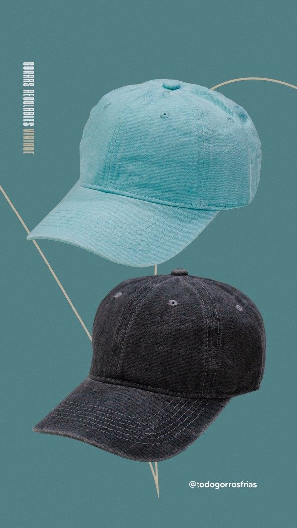 Producto - GORRA LISA VINTAGE TURQUESA/NEGRA DESGASTADAS