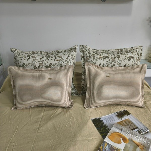 Producto - Combo x4 Almohadones - 50x60 Flores + 40x50 Crudo con Beige - Tela Tusor - 0