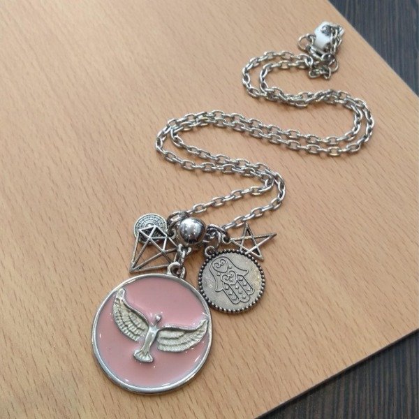 Producto - Collar alas rosa 50 cm fundición