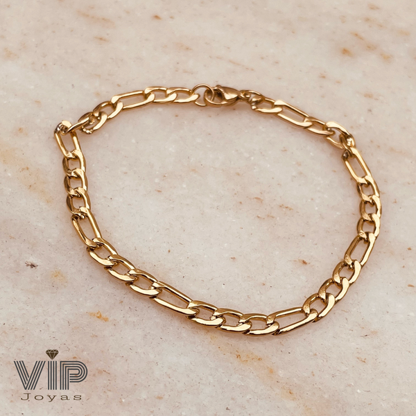 Producto - Pulsera Figaro Acero Dorado