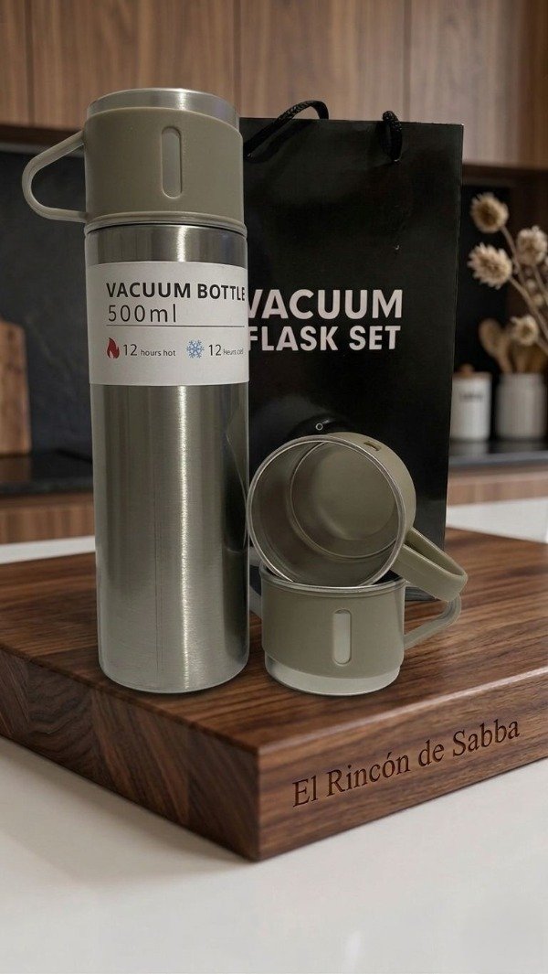 Producto - Set de Regalo Ejecutivo: Termo 500ml + 3 Tazas - Edición Silver