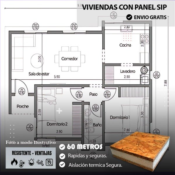 Producto - Casa Obra Gris de 60 metros "Proyectos a medida, precios imbatibles."