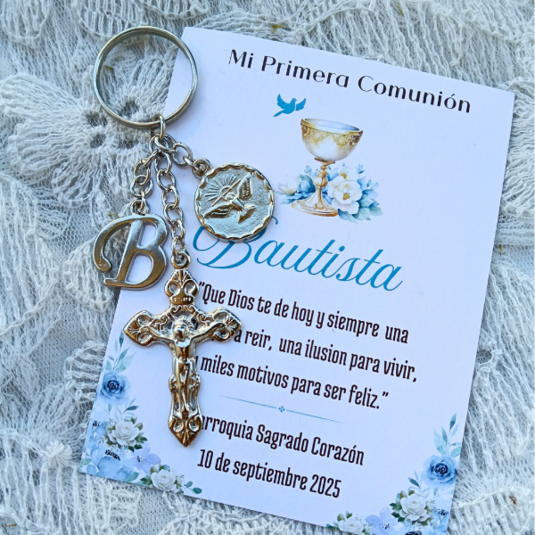 Producto - Llavero Crucifijo mas Espiritu santo mas tarjeta personalizada