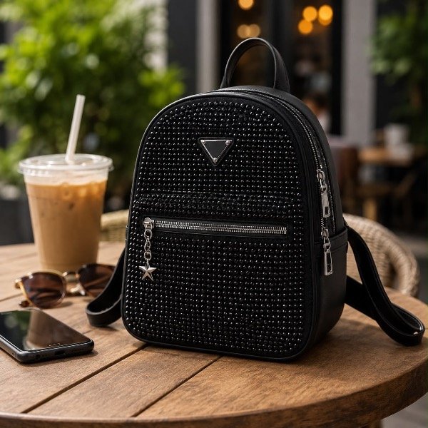 Producto - MOCHILA PREMIUM STRASS PRADA - NEGRO