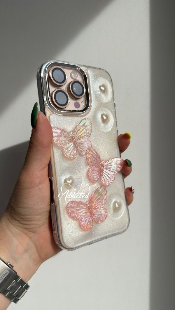 Producto - Case mariposas 3D rosa