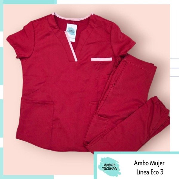 Producto - Ambo Eco 3 Rojo con Rosa