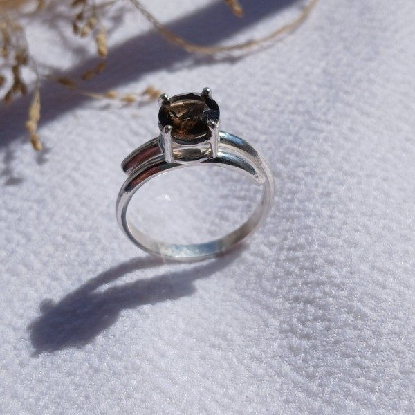 Producto - Anillo Plata 925 Cuarzo Ahumado Ajustable - 3