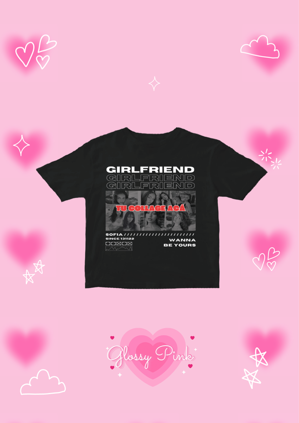 Baby tee girlfriend personalizada collage fotos DTF