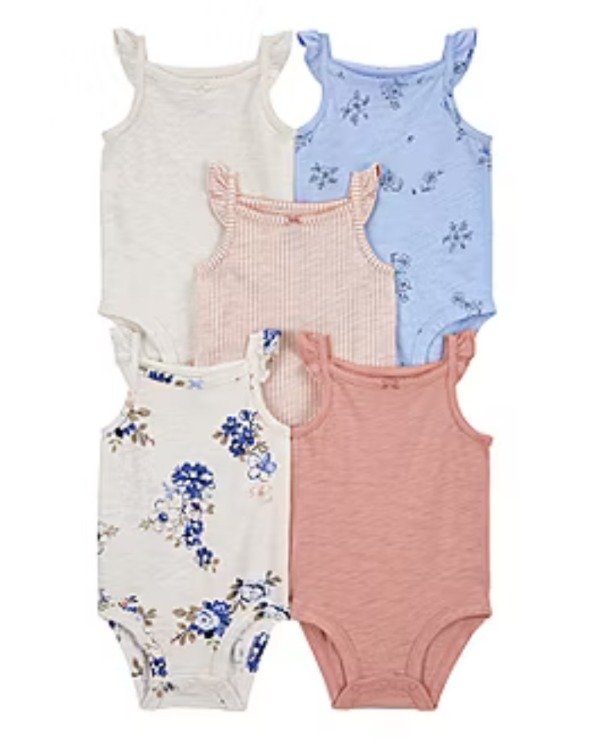 Producto - Carter's. Pack de bodies musculosa flores rosas y celestes
