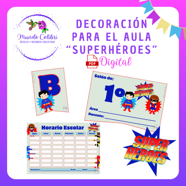 Producto - Deco para el aula "Superhéroes" 2026 (Archivo Digital)