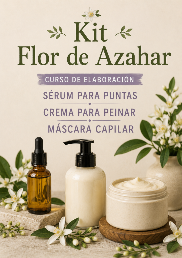 Producto - kit Elaboracion  Sérum para puntas, crema para peinar y máscara capilar.