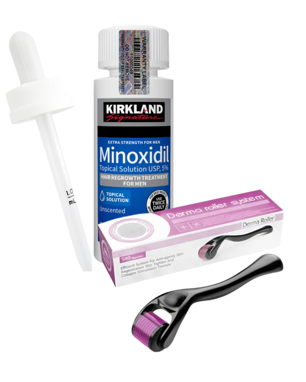 Producto - 1 Unidad de Minoxidil Kirkland con Gotero y Dermarroler 0.5mm