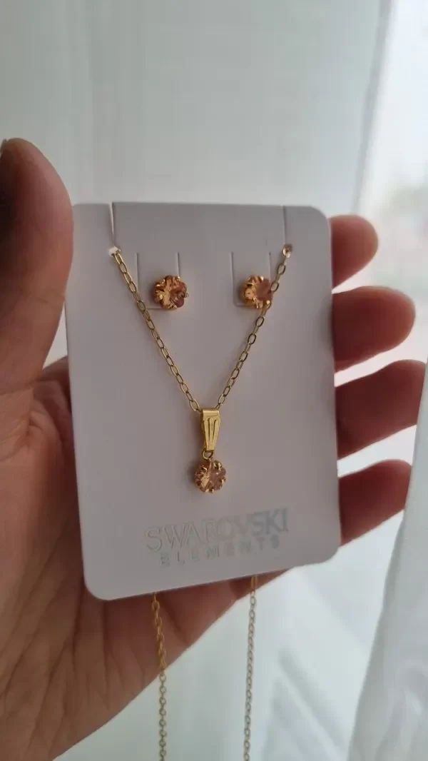 Producto - Conjunto aros + gargantilla enchapada en oro color ambar