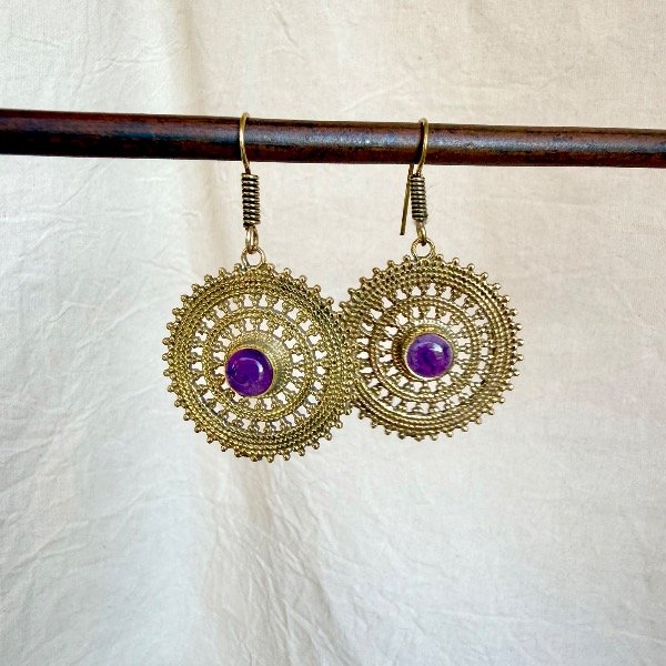 Producto - Aros Varanasi Amatista Bronce