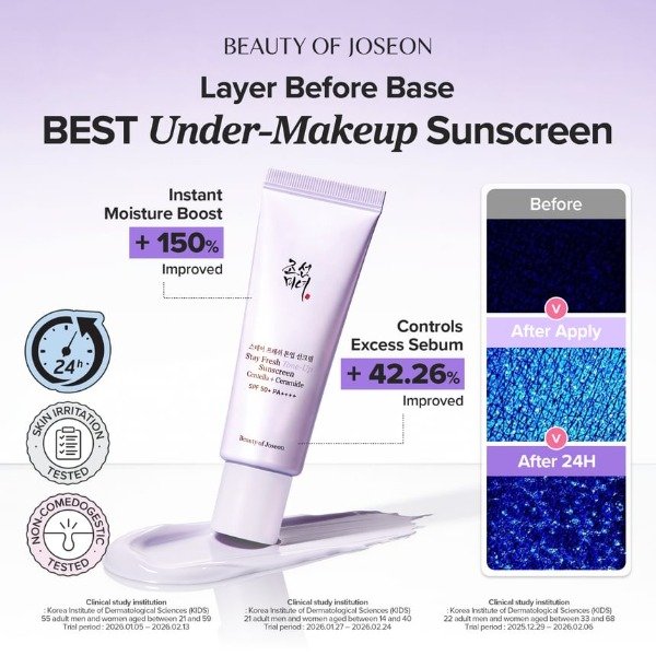Producto - Beauty of Joseon Stay Fresh Tone-Up Sunscreen (Purple) 50ml SPF50+ PA++++ - 1
