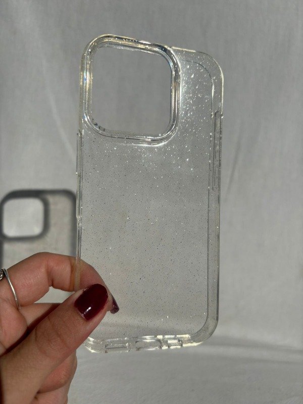 Producto - FUNDA TRANSPARENTE C/BRILLOS IP 13/14