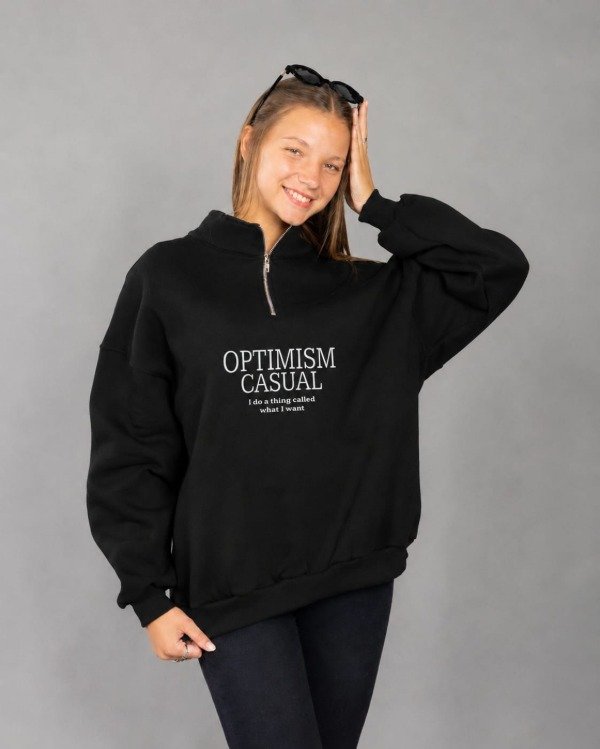 Producto - Buzo Medio Cierre "Optimism" Negro