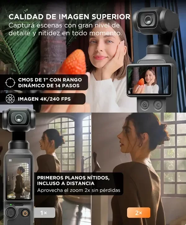 Producto - Cámara Osmo Pocket 4 DJI Combo Estándar, Cámara para Videovlogs de Bolsillo - 3
