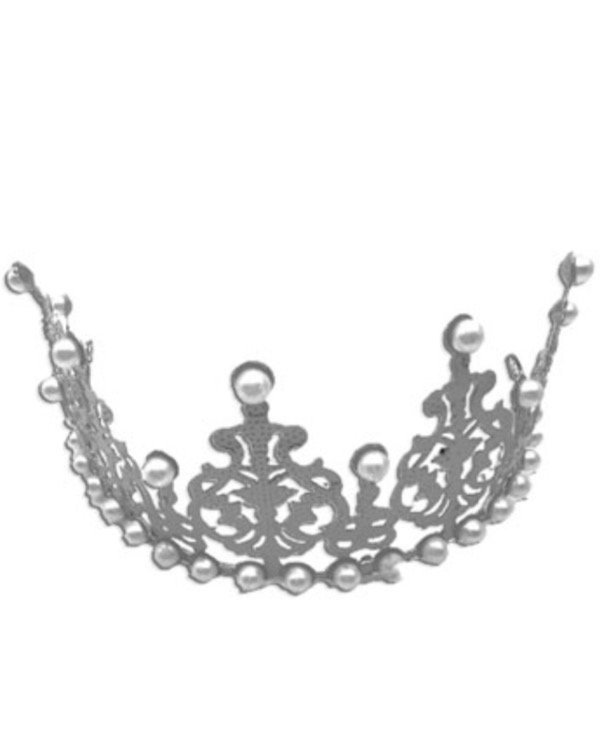 Producto - Corona Tiara de metal Plateada con perlas