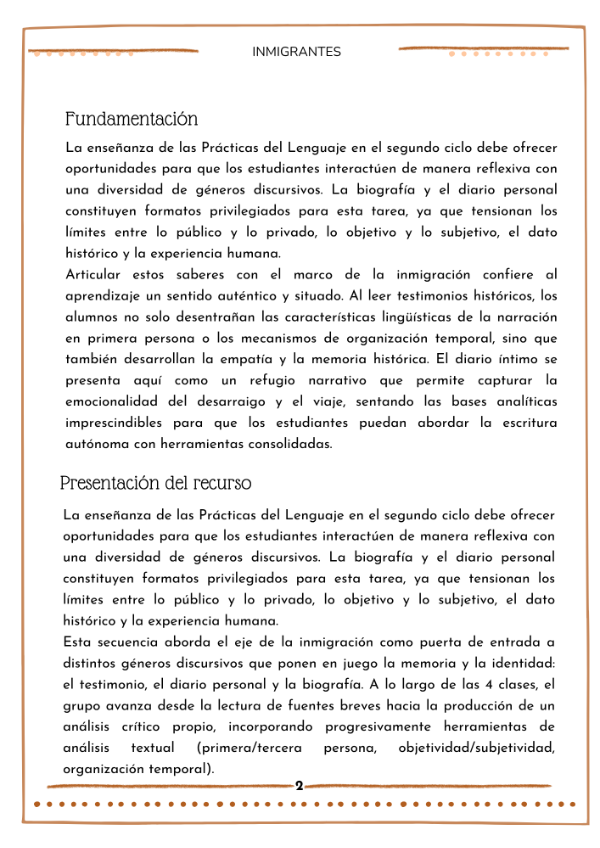 Producto - Bitácoras de inmigrantes Lecturas de testimonios y biografías 6to y 7mo - 1