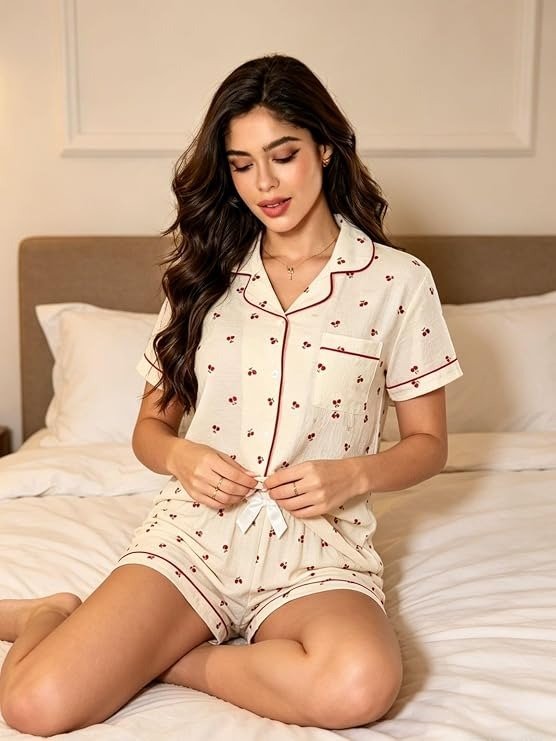 Producto - Conjunto de pijama de 2 piezas Cherry White - 1