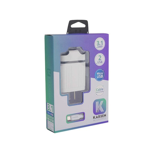 Producto - Cargador para Celular USB A V8 3.1 A 2 Puertos Cable Micro USB
