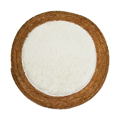 Producto - ALFOMBRA CIRCULAR DE RATAN Y SIMIL PIEL 80CM X UNIDAD