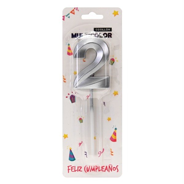 Producto - Vela número plateada - Elegí el número - 2