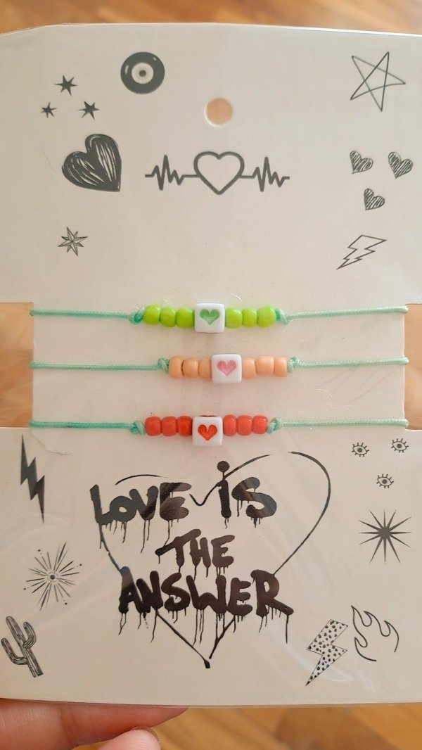 Producto - Pulseras Regulables Corazones Colores (pack 3 unidades)