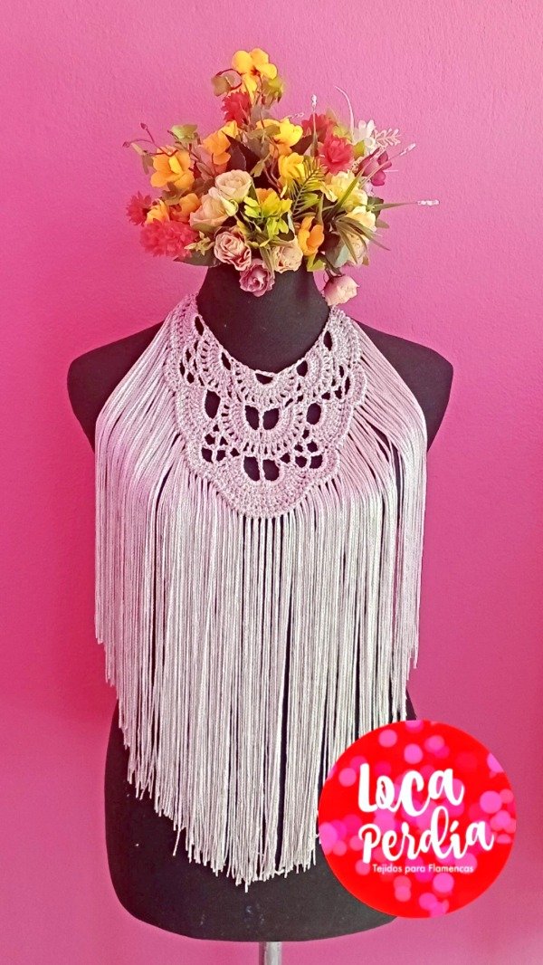 Producto - Collar De Flecos De Seda XL Plata