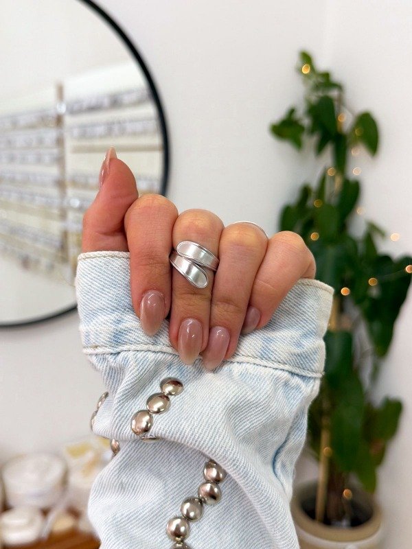 Producto - Anillo acero quirúrgico doble gota chatas talle 8