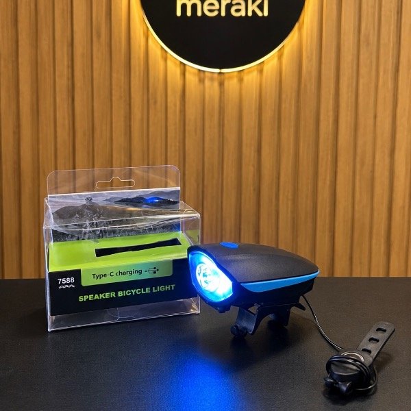 Producto - LUZ LED DELANTERA PARA BICICLETA CON BOCINA RECARGABLE USB TIPO C