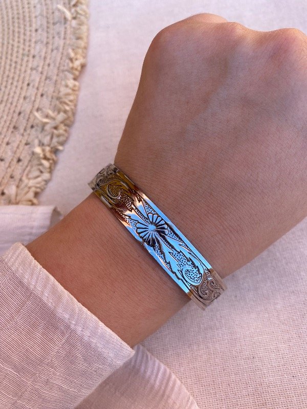 Producto - Pulsera Flor tribal rígida F.