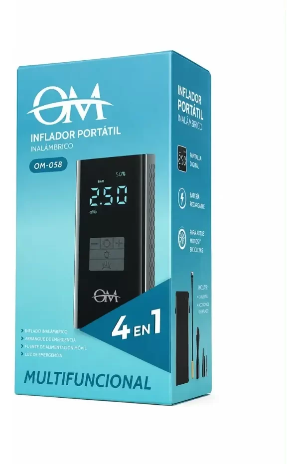 Producto - Inflador compresor portátil inalámbrico 4 en 1 OM