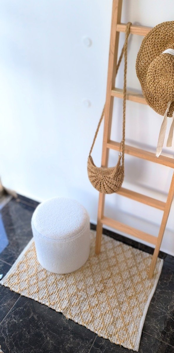 Producto - Alfombra yute/algodón rombos 60 x 90