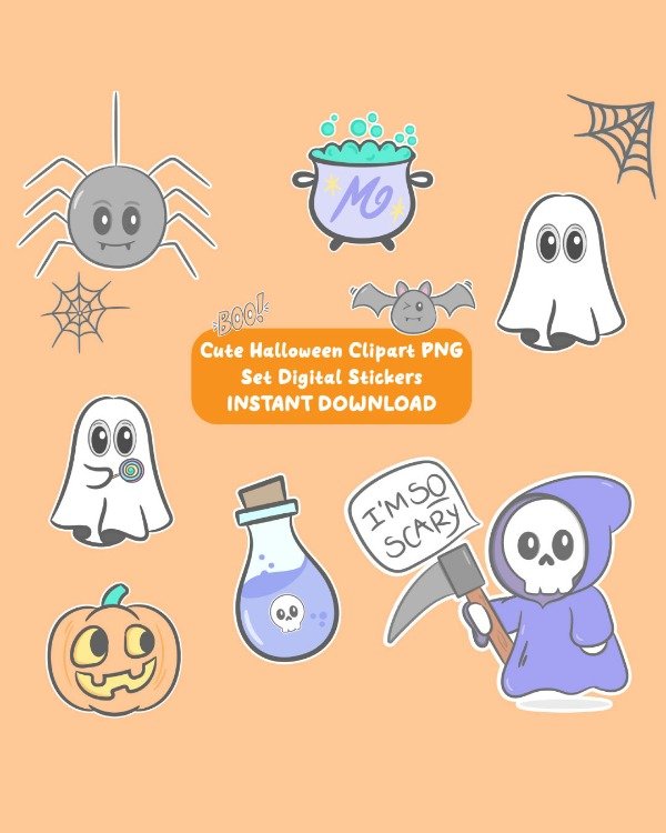 Producto - Stickers digitales prediseñados HALLOWEEN