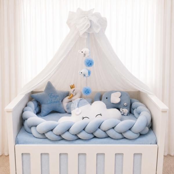 Producto - Set de Chichoneras para Cuna Plush - Nelly (Celeste) - 0